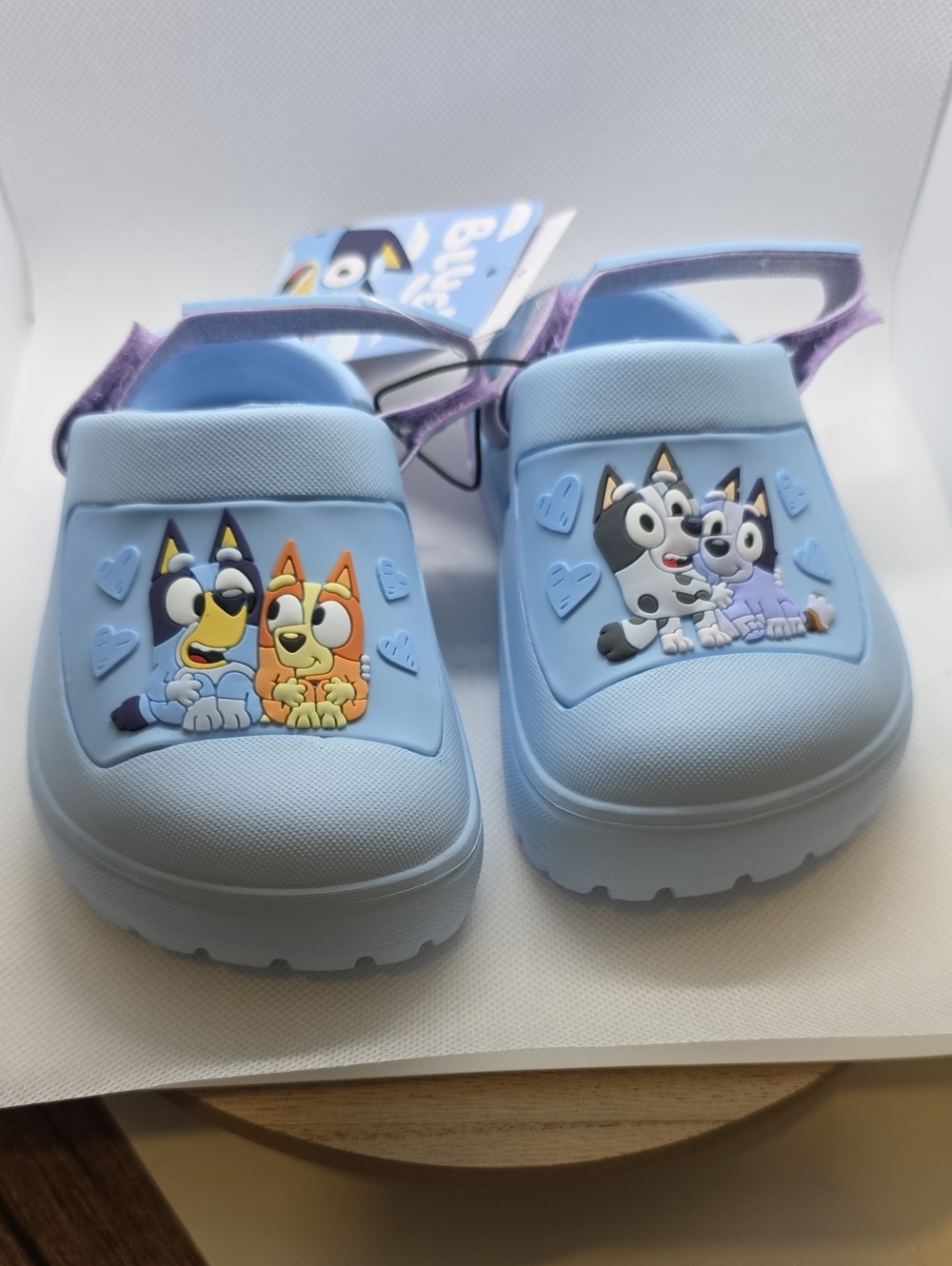 Kohl's Blue Kids Bluey Character Clog Sandals with Purple Heel Strap Size 6  NWT
